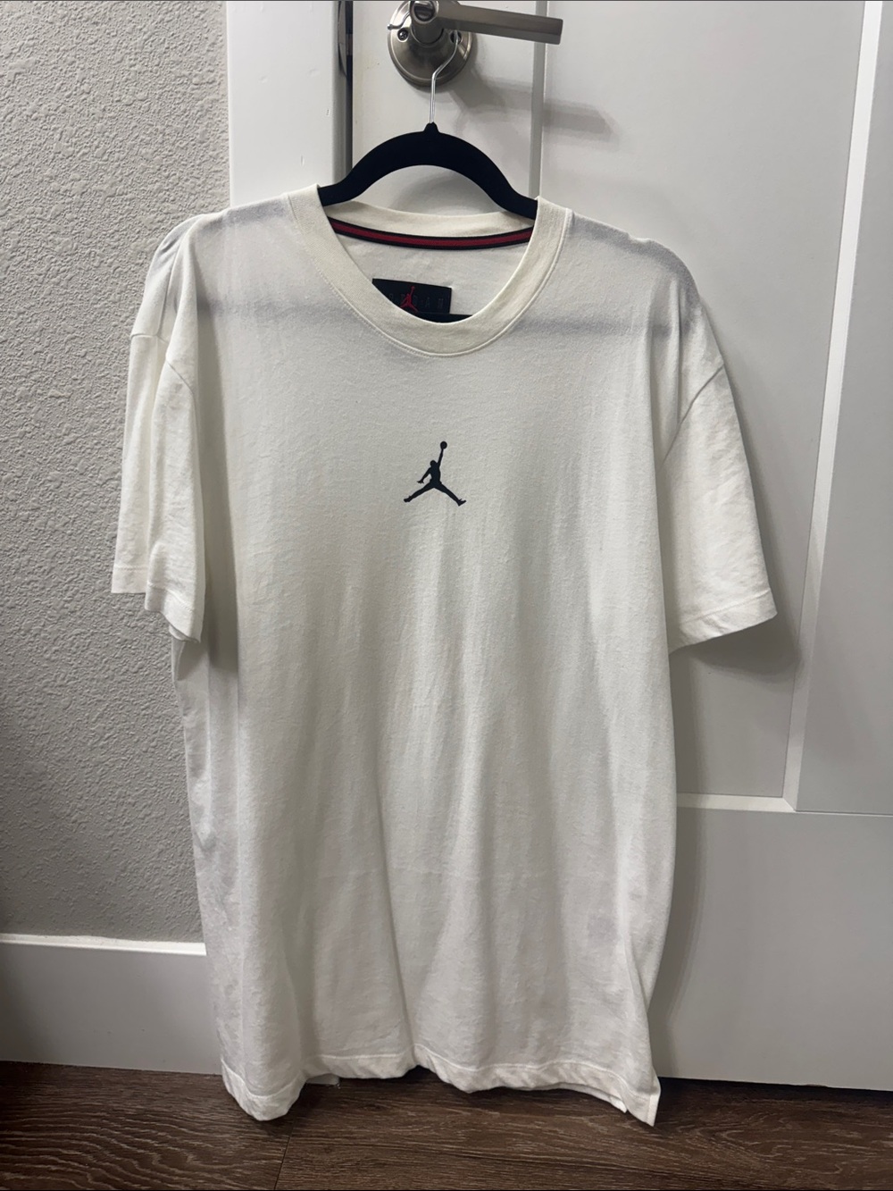 Jordan White Short-Sleeve Tee with Black Jumpman